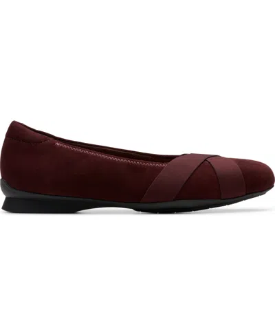 Clarks Jazmynn Gem Suede Ballet Flat In Burgundy