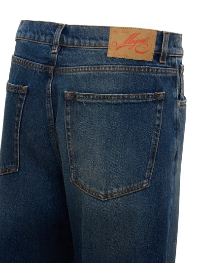 Msgm Logo-patch Jeans In Blue