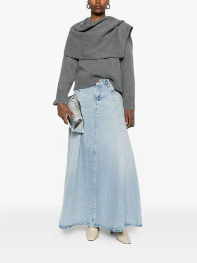 7 For All Mankind High-waisted Denim Maxi Skirt In Blue