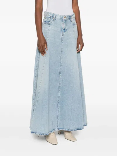 7 For All Mankind High-waisted Denim Maxi Skirt In Blue