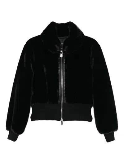 Pinko Bomber En Fourrure Synthétique In Black