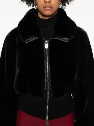 Pinko Bomber En Fourrure Synthétique In Black