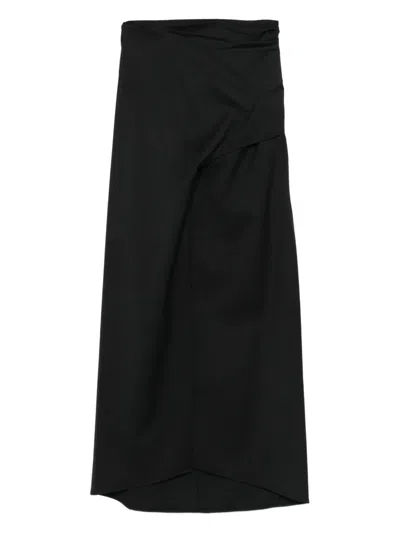 Tela Stretch Wool Blend Skirt In Black