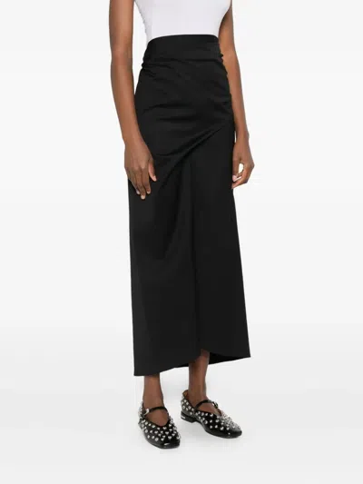 Tela Stretch Wool Blend Skirt In Black