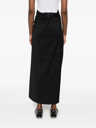 Tela Stretch Wool Blend Skirt In Black