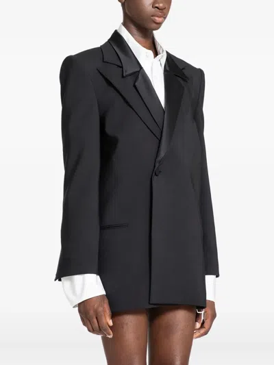 Ssheena Satin-lapel Blazer In Black