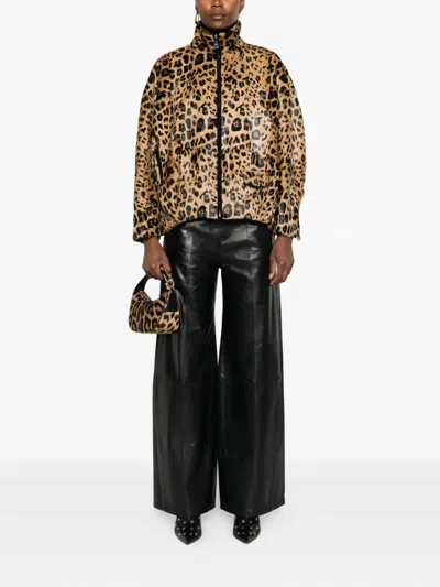 Simonetta Ravizza Leopard Print Zip-front Jacket In Animal Print