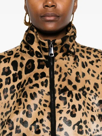 Simonetta Ravizza Leopard Print Zip-front Jacket In Animal Print
