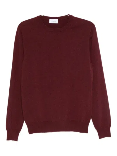 Malo Thin Wool Crew Neck Long Sleeve Sweater In Red