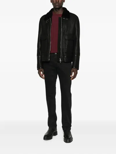 Malo Thin Wool Crew Neck Long Sleeve Sweater In Red