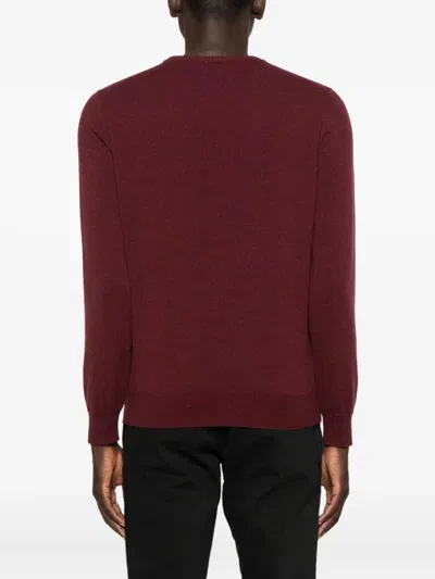Malo Thin Wool Crew Neck Long Sleeve Sweater In Red
