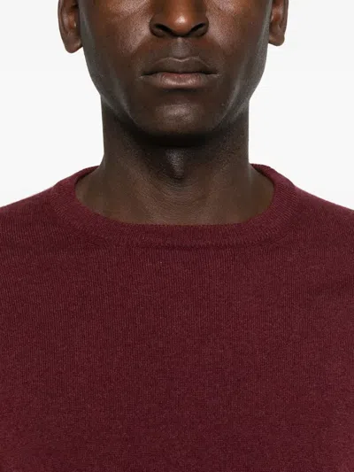 Malo Thin Wool Crew Neck Long Sleeve Sweater In Red