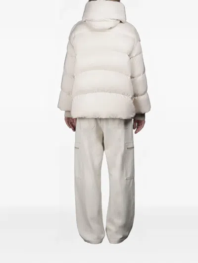 Moorer Shearling-panel Padded Jacket In Gray