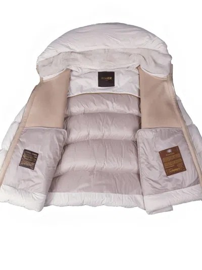 Moorer Shearling-panel Padded Jacket In Gray