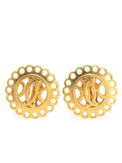 Pre-owned Hermes 20th Century Gold Plated Bijouterie Fantaisie Clip On Earrings Costume Earrings