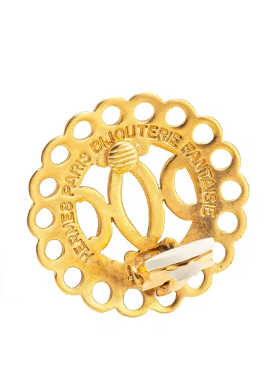 Pre-owned Hermes 20th Century Gold Plated Bijouterie Fantaisie Clip On Earrings Costume Earrings