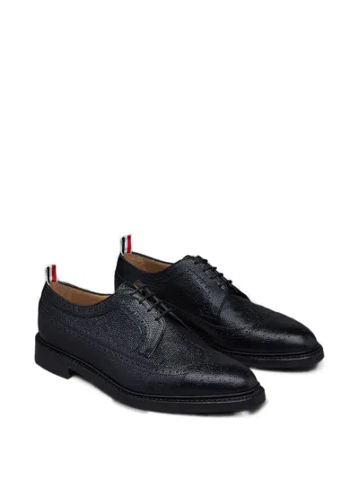 Thom Browne Longwing Pebble-grain Leather Brogues In Black