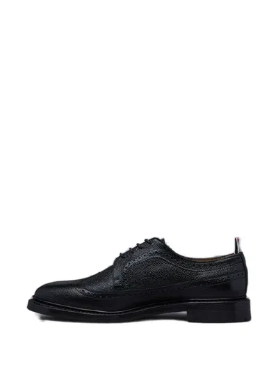 Thom Browne Longwing Pebble-grain Leather Brogues In Black