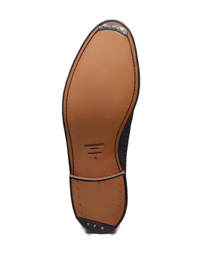 Thom Browne Longwing Pebble-grain Leather Brogues In Black