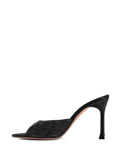 Amina Muaddi Alexa Crystal Embellished Slide Sandal In Black