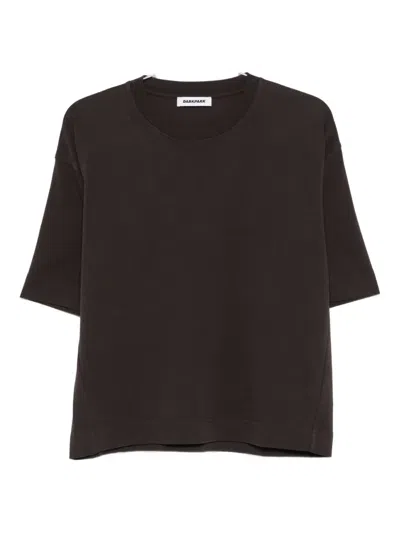 Darkpark Cropped Short-sleeve T-shirt With Round Neckline In Brown