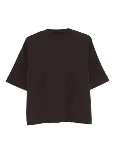 Darkpark Cropped Short-sleeve T-shirt With Round Neckline In Brown