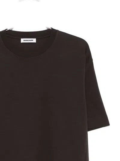Darkpark Cropped Short-sleeve T-shirt With Round Neckline In Brown