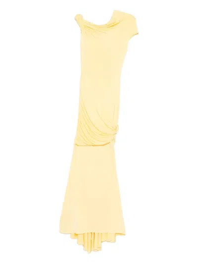 Paris Georgia Pascal Asymmetrical Draped Dress In Yellow