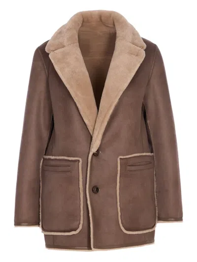 Urbancode Reversible Faux Fur Coat With Suede Interior In Nude