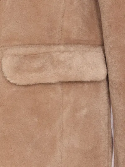 Urbancode Reversible Faux Fur Coat With Suede Interior In Nude