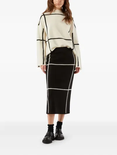 Max Mara Grid-pattern Midi Skirt In Black