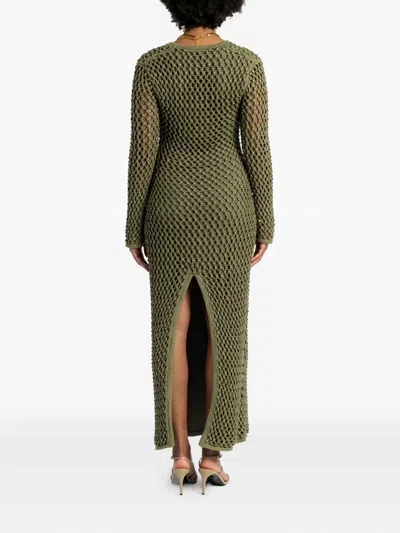 缀饰镂空针织中长连衣裙