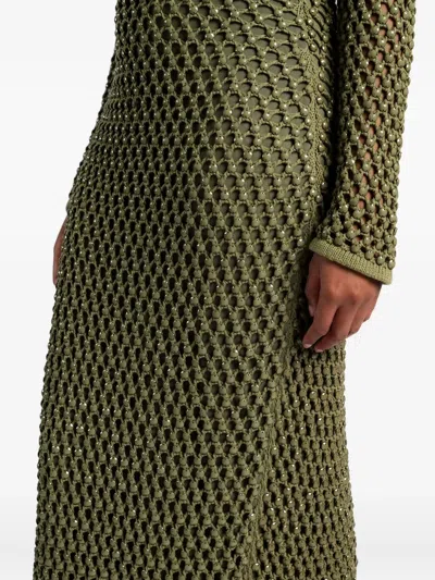 缀饰镂空针织中长连衣裙