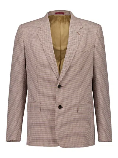 格纹双排扣西装夹克
