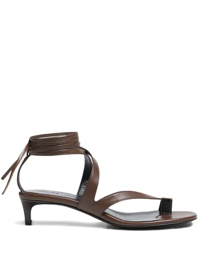 Khaite 350mm Aimee Strappy Leather Heeled Sandals In Black