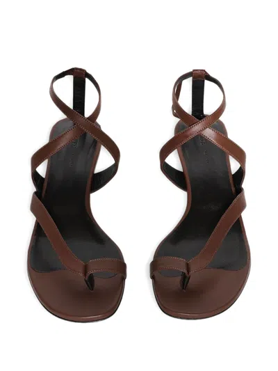 Khaite 350mm Aimee Strappy Leather Heeled Sandals In Black