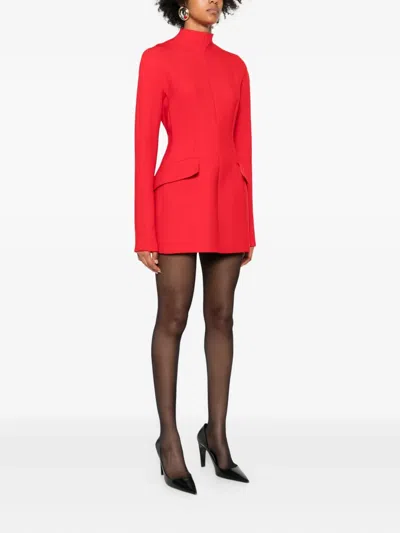 Sportmax Terfrite Wool-blend Gabardine Minidress In Red