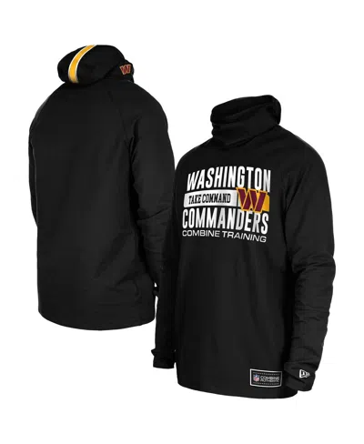 New Era Men's Black Washington Commanders Functional Fandom Balaclava Helmet Stripe Tri-blend Hoodie In Black