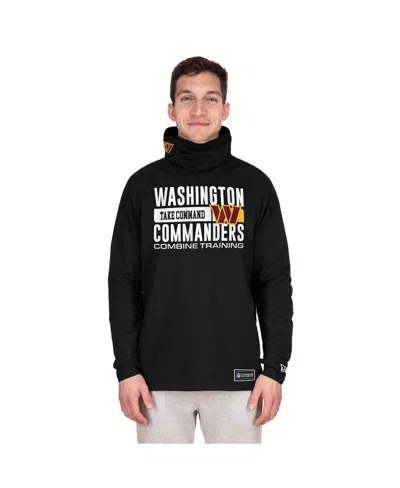 New Era Men's Black Washington Commanders Functional Fandom Balaclava Helmet Stripe Tri-blend Hoodie In Black