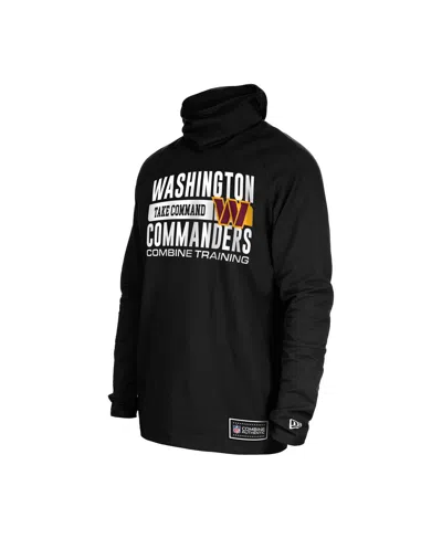 New Era Men's Black Washington Commanders Functional Fandom Balaclava Helmet Stripe Tri-blend Hoodie In Black