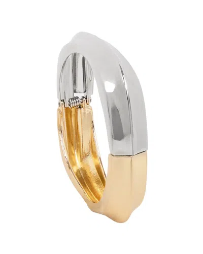 Saachi Modern Twist Two-tone Bangle Bracelet In Metallic