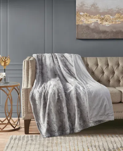 Madison Park Zuri Faux-fur Throw, 50" X 60" In Gray