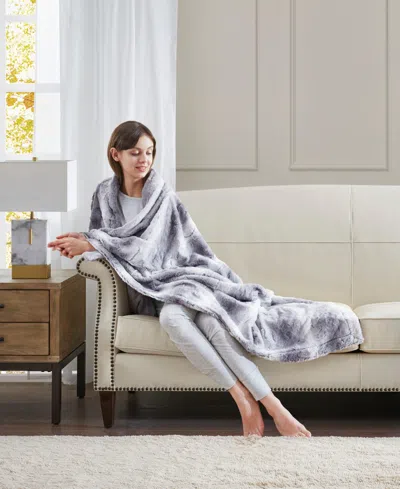 Madison Park Zuri Faux-fur Throw, 50" X 60" In Gray