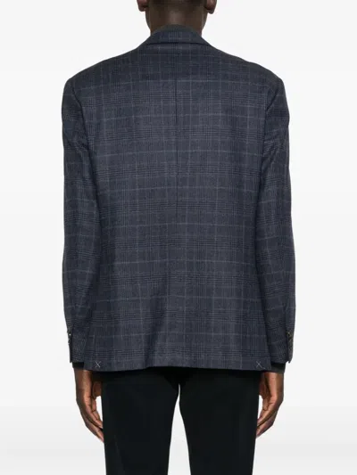 Corneliani Checked Two-button Blazer In Blue