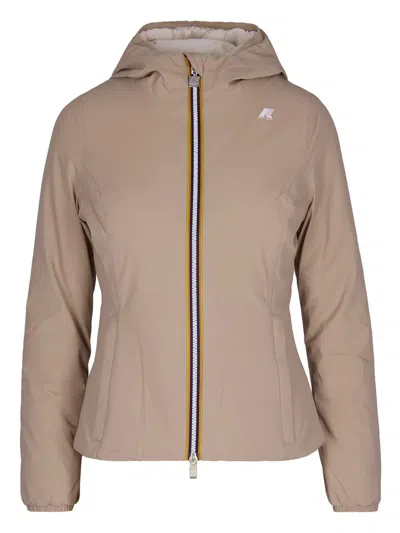 K-way Lily Hooded Zip-front Jacket In Brown