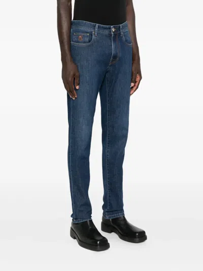 Corneliani Logo-patch Jeans In Blue