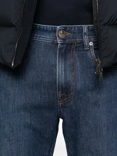 Corneliani Logo-patch Jeans In Blue