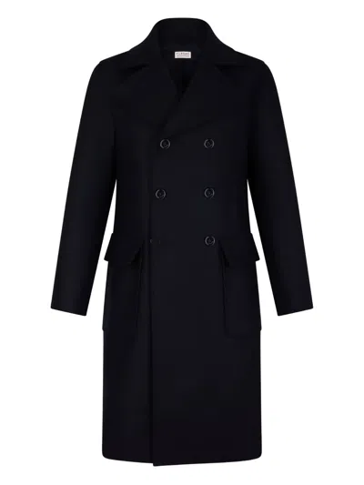 Fursac Belted Double-breasted Coat In Blue