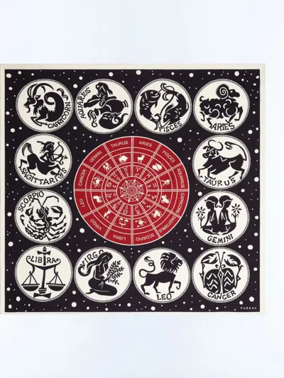 Fursac Zodiac-print Pocket Square In Multi