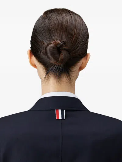 Thom Browne Twill Gold-button Blazer In Blue